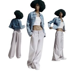 Zara FULL LENGTH TROUSERS High-waist trousers Sz L